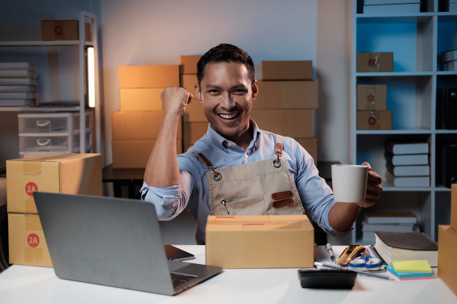 Successful Asian Sme Shop Owner Celebrating With H HMNXM3A Scaled 1